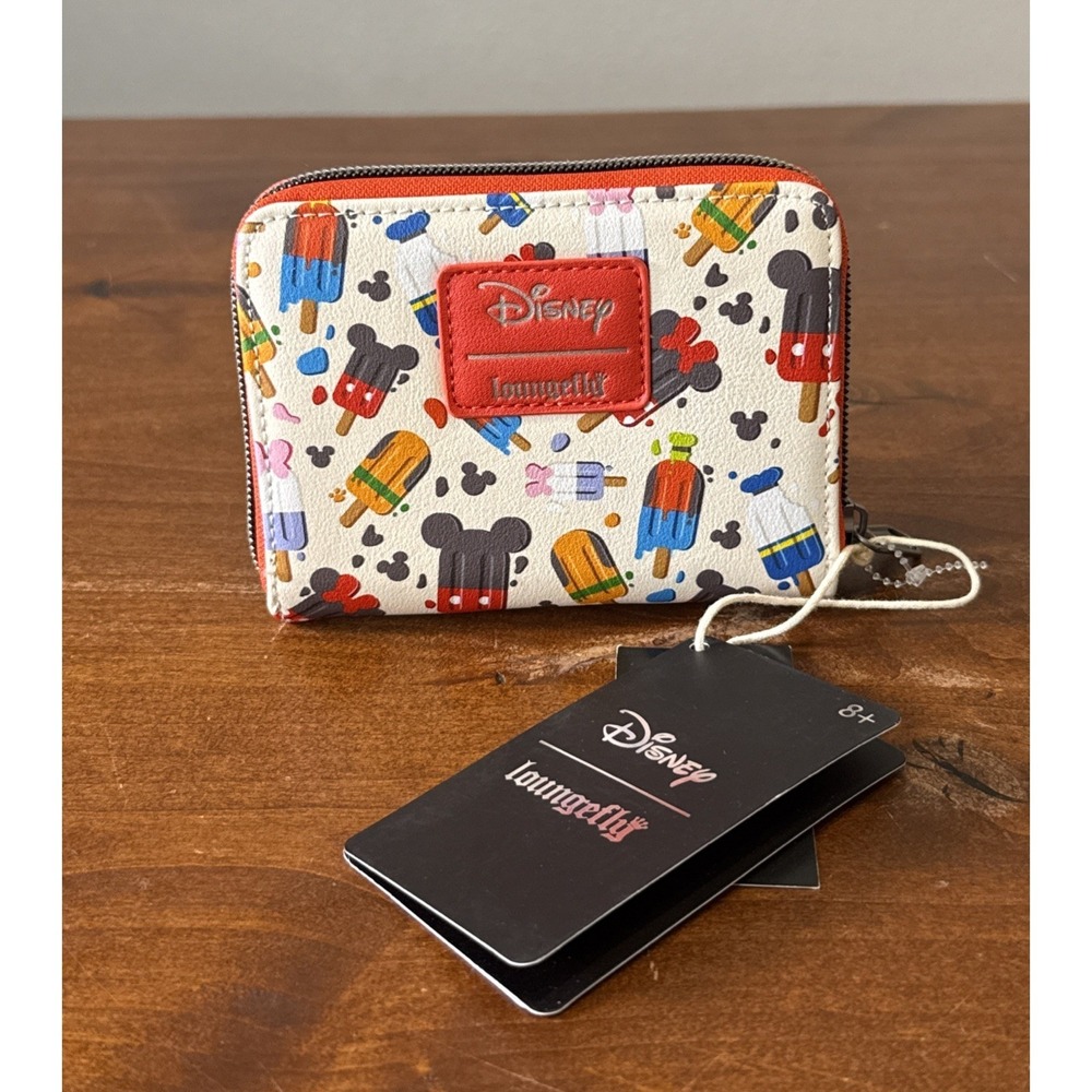 NWT Loungefly Disney Mickey Mouse Friends Popsicle Mini Zip Wallet 100% Charity